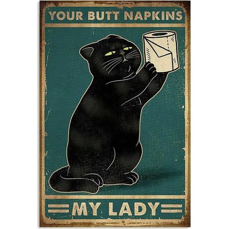 Póster decorativo para baño Core Cat – Letreros vintage de toallas de lacrosse Your My Lady para baño, arte, habitación, decoración de pared, 20,3 x 30,5 cm (1/2)