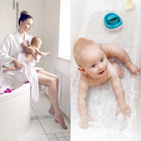 Tapis de baignoire antidérapant extra long 100 x 40 cm, compatible avec les baignoires transparentes (1/5)