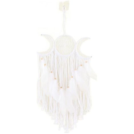 Pair Attrape-rêves tissé à la main, décoration murale minimaliste pour salon, bureau, café, chambre, blanc (1/5)