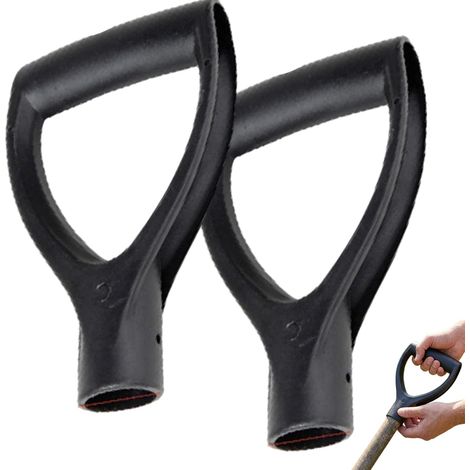 Manche de pelle de rechange, deux manches de pelle de rechange, pelle à neige et outil de jardinage en plastique durable en forme de D, manche facile à installer, noir. (1/4)