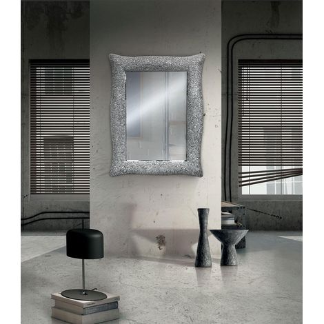 Specchio con Cornice Ondulata Argento Effetto Mosaico (1/3)