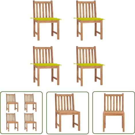 The Living Store Gartenstühle 4 Stk. mit Kissen Massivholz Teak - Teakholzmöbel - Gartenstühle - Outdoormöbel - Esszimmerstühle - Balkonmöbel (1/5)