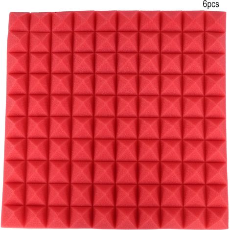 6 morceaux de mousse de coton insonorisante en forme de pyramide de 50 x 50 x 5 cm (rouge) (1/5)