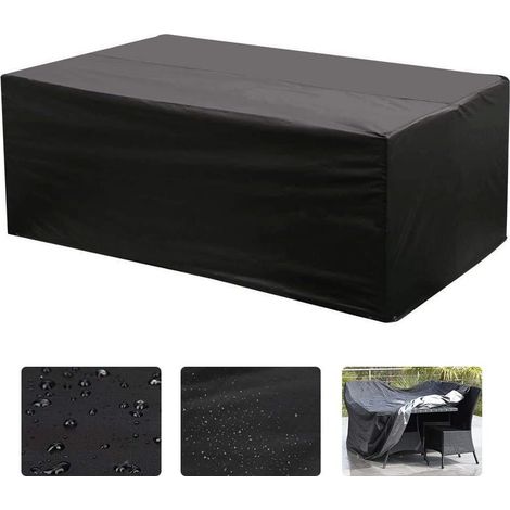 Telo di copertura rettangolare Oxford per mobili da giardino, protezione UV (nero) - 210x140x80 cm