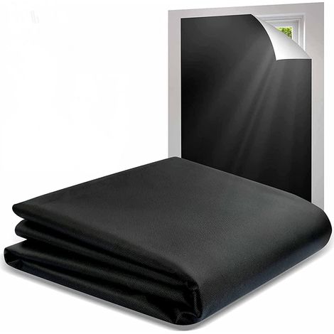 Store Occultant sans Percage, 200x145cm, Tissu Isolant Thermique Intérieurs Rideau Opaque pour Fenetre de Toit Chambre Bureau Voyage Caravane(Tissu occultant uniquement, Noir) (1/4)