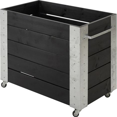 Plus Blumenkasten Cubic 87 x 50 x 70 cm schwarz mit Räder Pflanzkasten (1/2)
