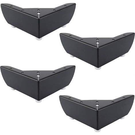 4er-Set schwarze Möbelbeine aus Metall, 55 mm, geeignet für Couchtische, Schränke, Betten, Sofas, leise und rutschfest
