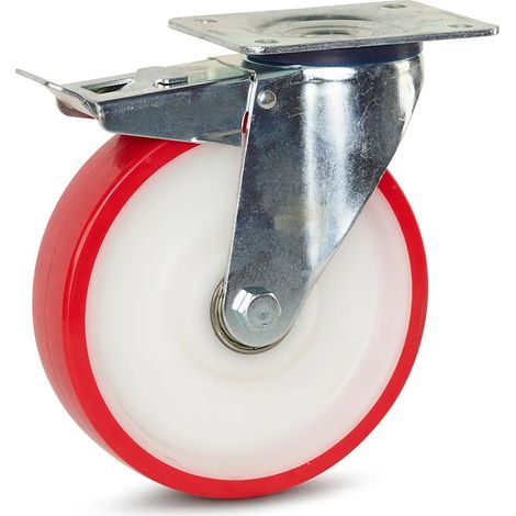 Roulette pivotante freinée - MESO - PU - Platine - 200mm - 400kg (1/2)