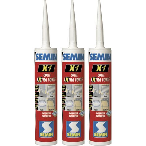Lot de 3 colles haute performance pour tout collage et tout matériaux Semin X1- intérieur/extérieur - cartouche de 290 ml (1/5)