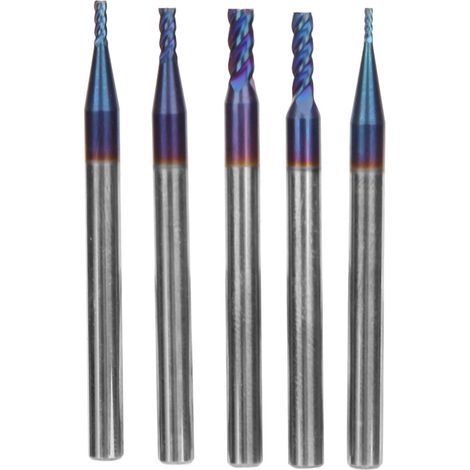 5 Pcs Milling Cutter Blue Nano Coated Tungsten Steel End Milling Cutter 4 Flute HRC65° (1/5)