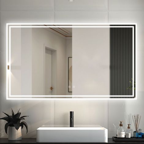 AICA Espejo de baño LED 140×80cm＋Bluetooth＋Antivaho (1/5)