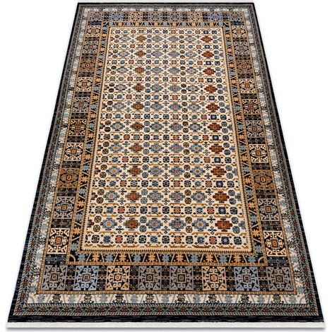 Teppich Wolle KESHAN Franse, Rahmen orientalisch 6428/53551 beige / dunkelblau multicolour 200x290 cm