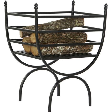 Objet de décoration élégant porte-bûches noir en acier - Noir ébène élégant et sobre (1/5)