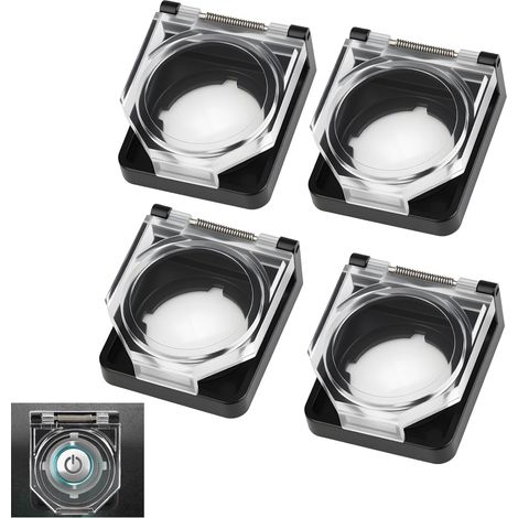 Lot de 4 Couvercles de Protection pour Boutons, Couvercles Étanches et Antipoussière pour Interrupteur d'Alimentation de 22 mm, Protection PC, Transparent (4 Pièces) (1/5)