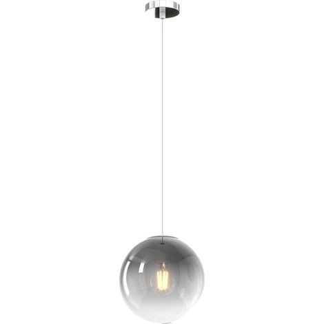 Sopsensione Moderna Big Eclipse Metallo Cromo Vetro Fumè 1 Luce E27 D20