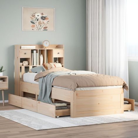 Bücherregalbett ohne Matratze 75x190 cm Massivholz Kiefer (1/5)