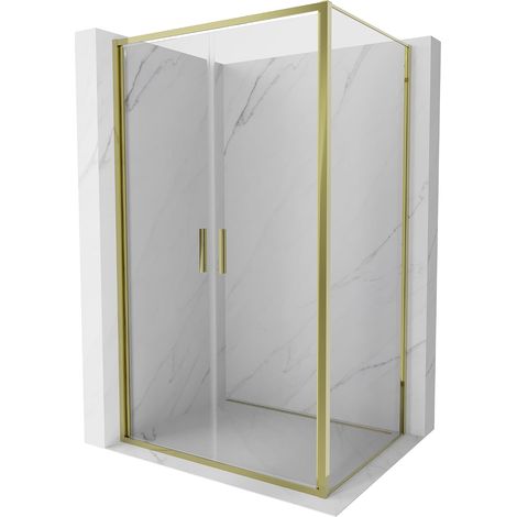 Mexen Exo cabina doccia a porta battente 70 x 100 cm, trasparente, oro - 814-070-100-50-00 (1/5)