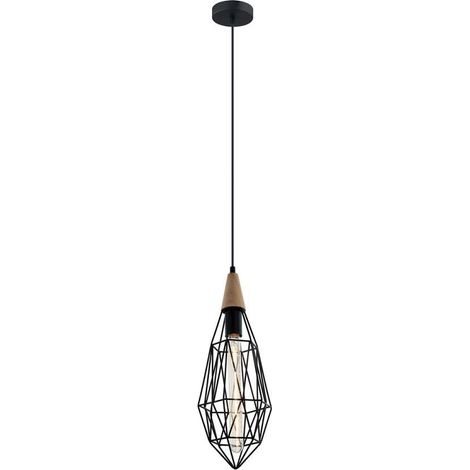 Italux Maelle - Lampada a sospensione industriale e retrò nera 1 luce con paralume a gabbia, E27