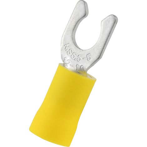 Cosse à fourche à sertir RS PRO Isolé, Jaune 10AWG 6mm² 12AWG 4mm² (1/3)