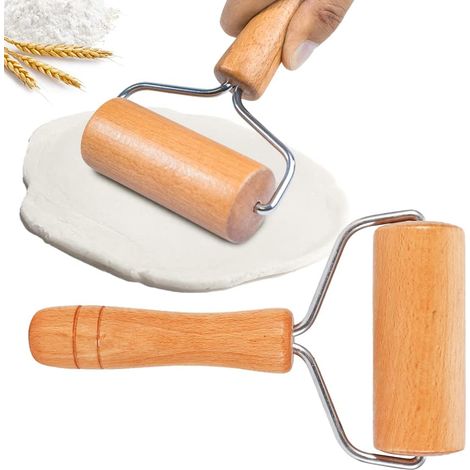Rouleau à pâtisserie en bois, rouleau à pizza antiadhésif, kit de pâtisserie, idéal pour la cuisine maison (1 pièce) (1/4)