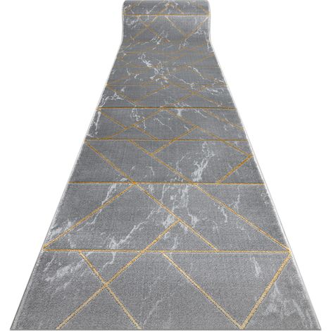 Exklusiv EMERALD Läufer 1012 glamour, stilvoll Marmor, geometrisch grau / gold 80 cm grey 80x500 cm