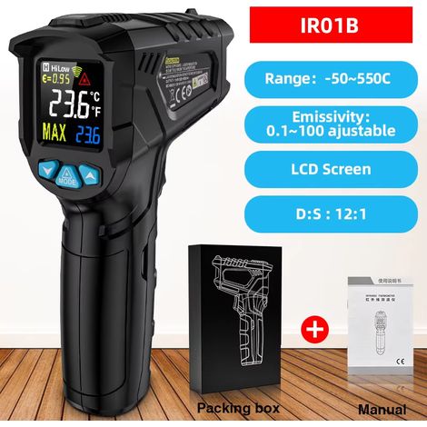 Mini thermomètre infrarouge, thermomètre d'aquarium numérique LCD, thermomètre infrarouge numérique sans contact pour four à pizza IR01B (1/5)