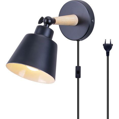 Applique Murale Vintage Industrielle Plafonnier Luminaire E27 en Métal Réglable Lampe Murale Interieur Rétro pour Chambre Cuisine Restaurant, Avec Câble réglable de 1,8 m