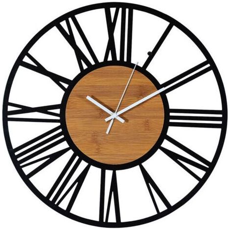 Vintage-Industrie-Wanduhr aus schwarzem Holz, geräuschlos, Wohnzimmer, 40 cm, Packung (1/5)