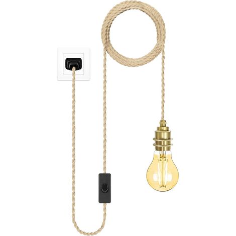 Kit Lampe Suspension Dor avec Prise et Interrupteur 5M Cable de Lampe Suspendue E27 Luminaire Lampe Pendante Vintage DIY pour Chambre Salon Loft (1/5)