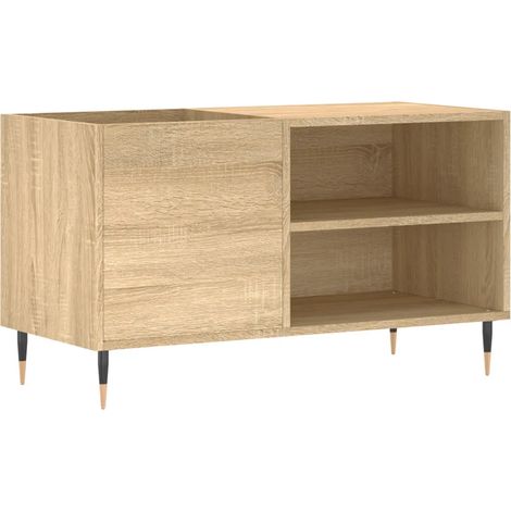Mobile porta dischi pratico e classico 85 x 38 x 48 cm ampio spazio contenitivo stile industriale legno di rovere Sonoma 020049103