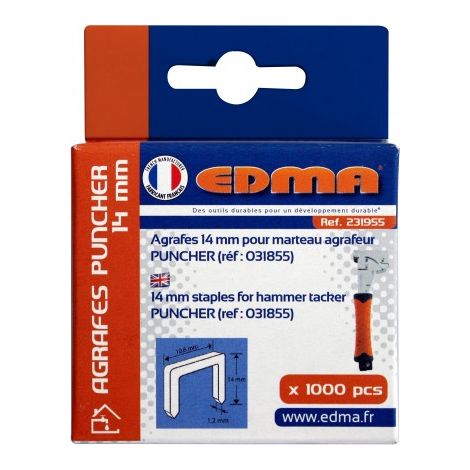 Scatola di 1000 graffette EDMA Special Puncher - 14 mm - 231955