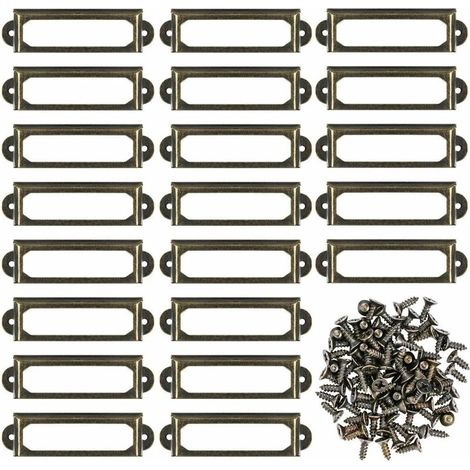 Support D Etiquette En Metal - 59 X 17 Mm - Pour Tiroirs Armoires Etagères Bibliothèques Cave À Vin - Lot De 50 Avec Vis (1/5)