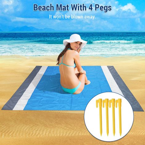 Tapis d'extérieur imperméable et résistant au sable, couverture de plage, Portable et pliable, en Polyester, pour pique-nique, 140cm/210cm, 4 couleurs (1/5)
