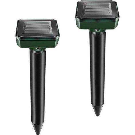 Lot de 2 piquets répulsifs à taupes solaires - Répulsif à taupes à ultrasons - Élimination des taupes à énergie solaire pour taupes, serpents (1/5)