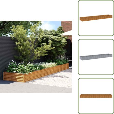 Lit surélevé de jardin 482x100x36 cm acier corten - Jardiniere Exterieur - Bac A Fleurs - Lit Surélevé - Acier Corten - Decoration Jardin (1/5)