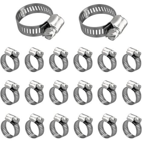 20 Pièces Tuyau Pinces Collier Serrage Inox 13-19 Mm Réglable Collier Serrage Collier De Serrage Robuste Et Résistant À La Rouille Pour Famille Tuyau D'eau Réservoir De Gaz Tube D'automobiles