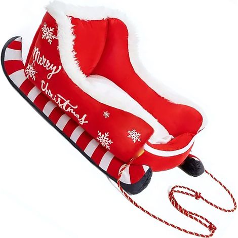 Lit de Noël pour chien ou chat en forme de traîneau, doux, lavable, confortable et chaud, en peluche, motif traîneau du Père Noël, rouge, taille M (65 x 52 x 30 cm / 25,59 x 20,47 x 11,81 pouces) (1/5)