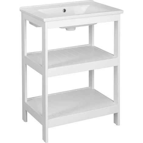 Aqualine Etide - Mueble de lavabo 62x85x44 cm, blanco mate ET610 (1/5)