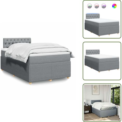 Sommier à lattes de lit avec matelas Gris clair 120x200cm Tissu - Sommier À Lattes De Lit - Sommiers À Lattes De Lit - Lit - Meuble De Chambre À Coucher (1/5)