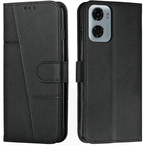 Housse en Cuir pour Moto G05 4G avec Fonction Support, Coque de Protection Noire Compatible Motorola, Étui Rabat avec Porte-Cartes (1/5)
