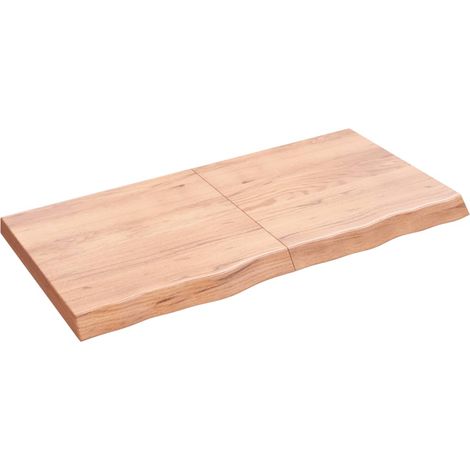 Dessus de table marron clair bois chêne massif traité (1/5)