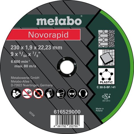 Metabo Trennscheibe Novorapid 230x1,9x22,2 Universal gerade Ausführung 25 Stk (1/2)