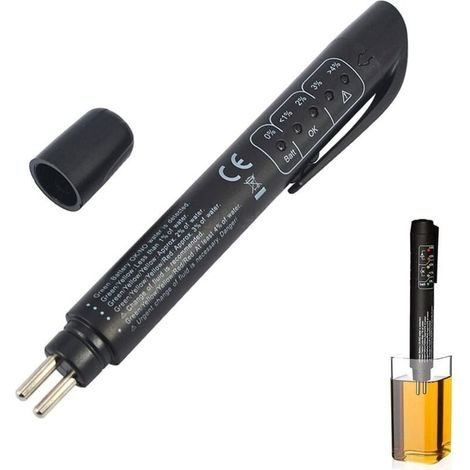 Testeur Liquide de Frein,Testeur Liquide de Frein Voiture,Stylo Testeur Liquide de Frein,Testeur de Liquide de Frein Numérique,5 LED Indicateur Outil de Test de Voiture pour DOT3,DOT4,DOT5 (1/4)
