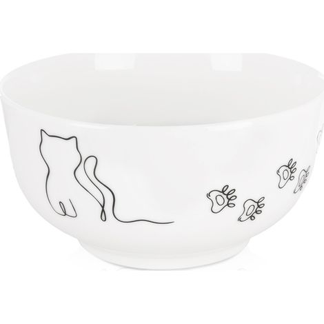 Ciotola da insalata per bambini in porcellana, a forma di gattino, bianca, 13 cm, 550 ml (1/5)