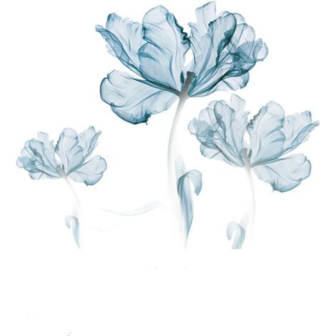 Stickers muraux fleurs bleues claires, grandes fleurs bleues, fleurs de lotus, pour adultes, salons, chambres, bureaux, fonds de canapé, décoration murale.