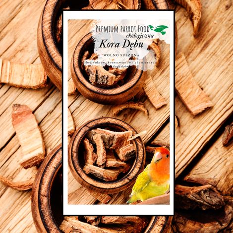 Cibo Premium per pappagalli Corteccia di quercia biologica Integratore alimentare sano per tutti i pappagalli 50 g (1/4)