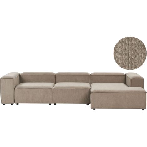 Modular Corner Sofa 4 Seater ARDAL Corduroy Light Brown Left Hand