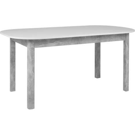 Table à manger extensible - KAYRI - Rectangulaire - Béton / Blanc - 6 à 8 personnes - 160-200 x 76 x 90 cm (1/5)