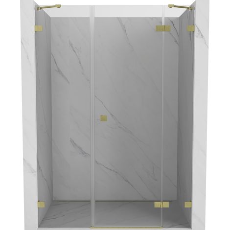 Mexen Lunar Duschdrehtür rechts 140 cm, transparent, gebürstetes Gold - 834S-140-050-55-00-P (1/5)