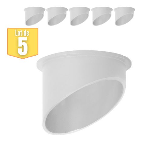Lot de 5 Supports de spots encastrables biseautés rond GU10 35W Blanc (1/3)